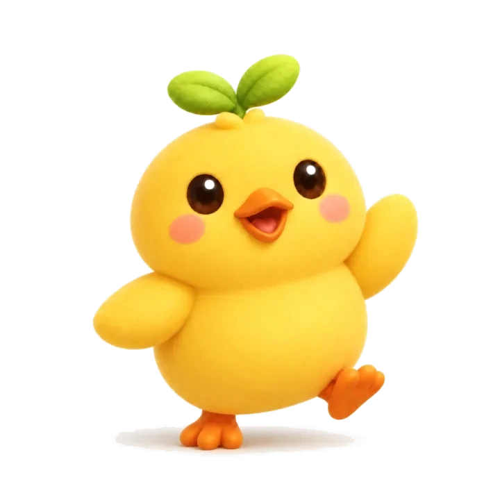 Peep as a chick with a tiny sprout