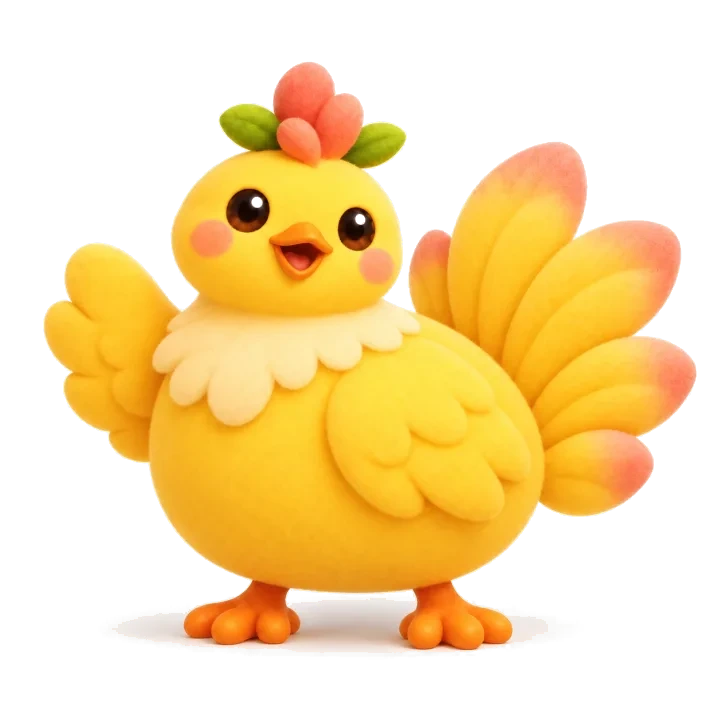 Peep fully grown, with a tail